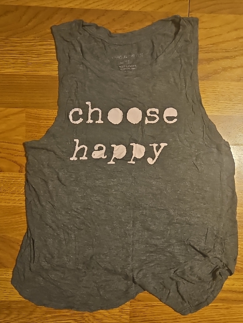 Choose Happy Gray Graphic Tank with Pink Text